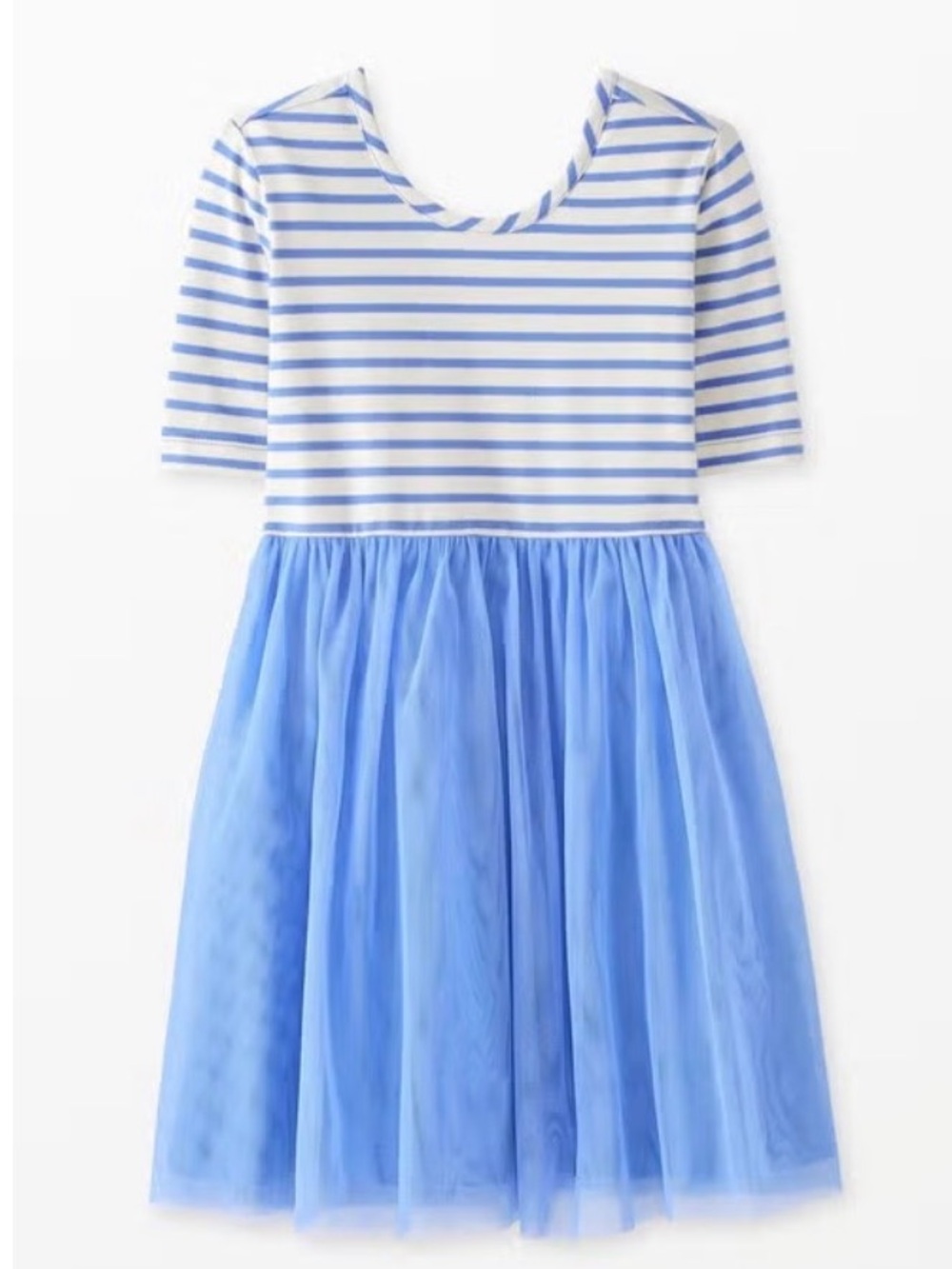 Hanna Andersson Blue Striped Knit Top with Sky Blue Tulle Skirt